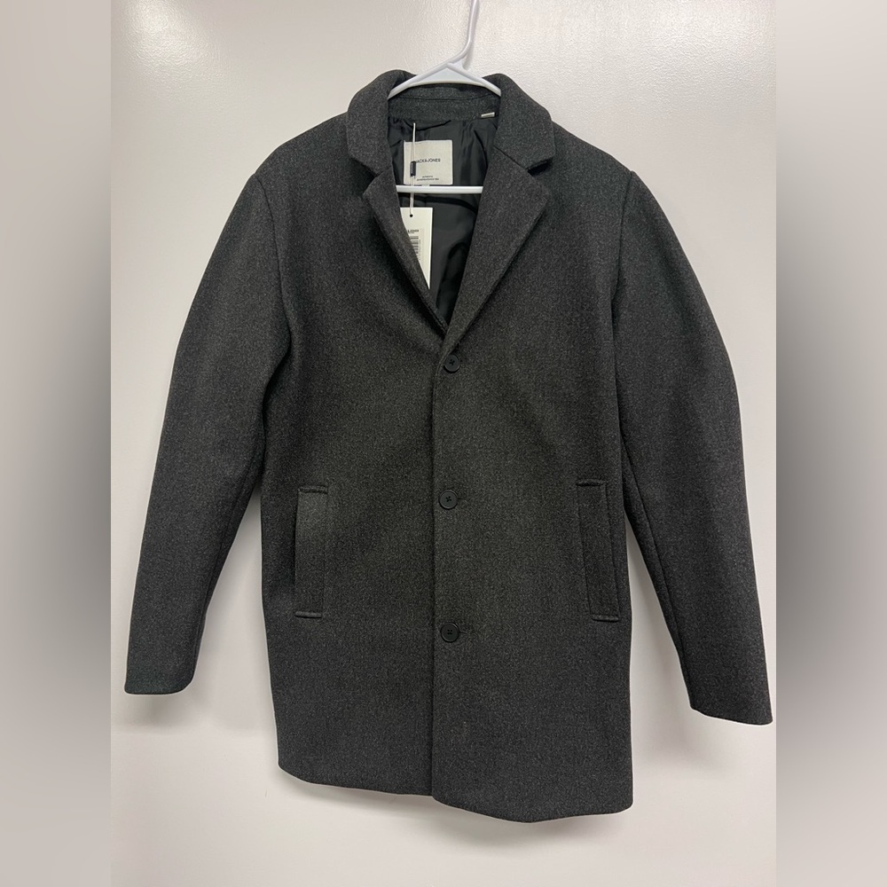 [NWT] Jack & Jones Charcoal OverCoat